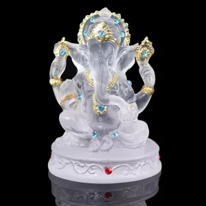 ESCULTURA GANESHA TRANSPARENTE – PROSPERIDADE E ABUNDÂNCIA